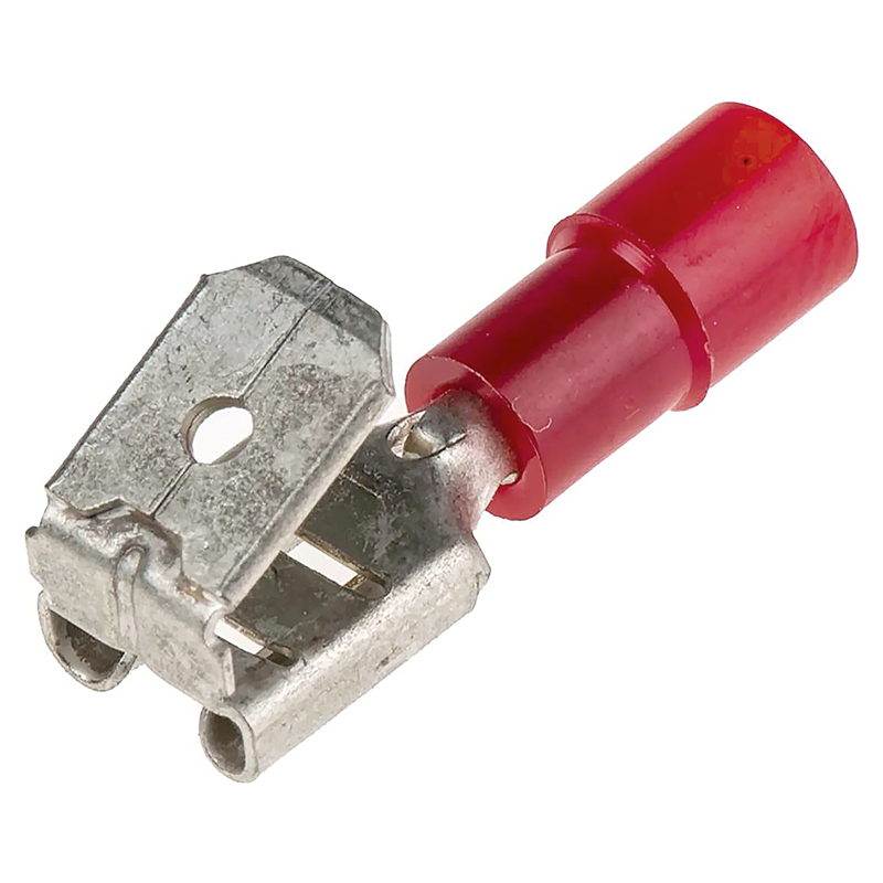 Flachsteckhülse mit Abzweigung isoliert 6.3x0.8mm (0.25-1.5mm2) rot VPE 4 Stk.