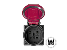 Einbausteckdose 1xT25 (16A/400V) IP55 anthrazit Deckel rot