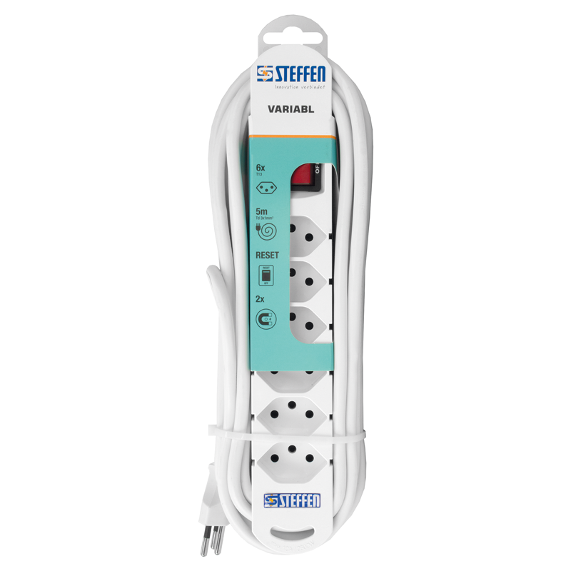 Presa multipla VARIABL 6xT13 5m con interruttore e magneti bi