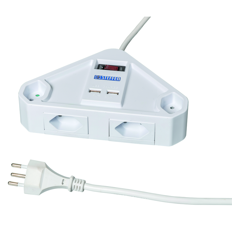 Multiprise CORNER 4xT13 + 2xUSB-A 2m bl
