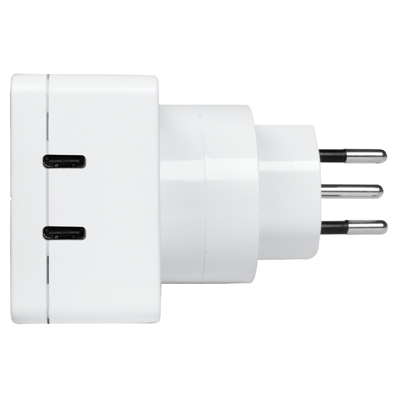 Reiseadapter World - Europa/Schweiz + 2xUSB-C 3-polig max. 10A mit Sicherung ws
