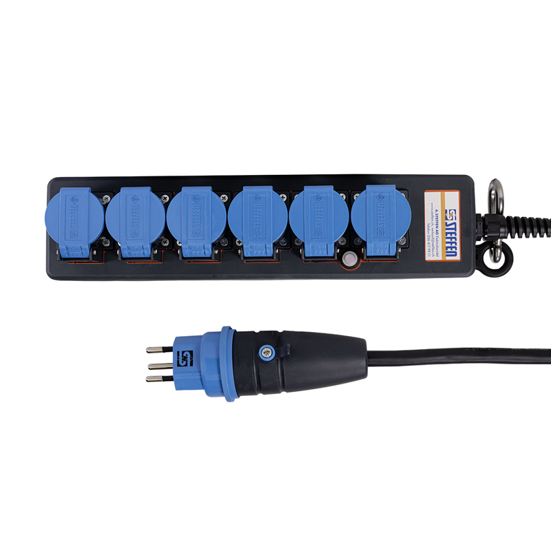 Presa multipla PROFESSIONAL 6xT13 GdV 3x1.5mm2 5m IP55 nr/bl
