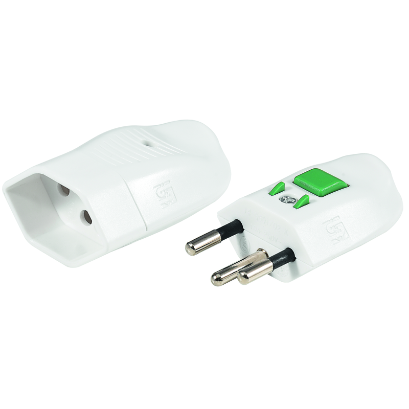 Spina+Presa 'Lock' T12/T13 bianco con interruttore