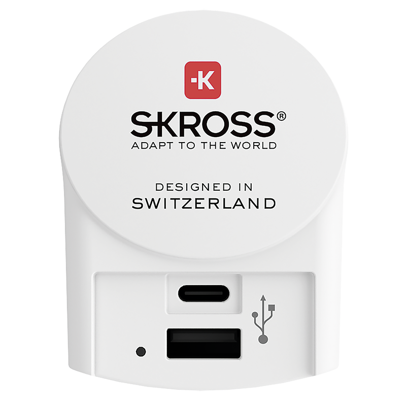 SKROSS Adaptateur de charge 1xUSB-A + 1xUSB-C max. 5V/5.4A bl