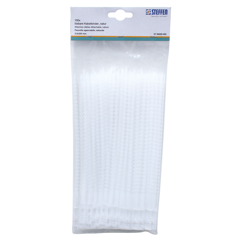 Fascette naturale 234mm x 5.5mm sganciabile, Pack à 100 pz.