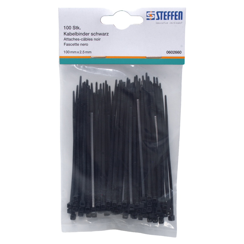 Fascette nera 100mm x 2.5mm 100 pz.