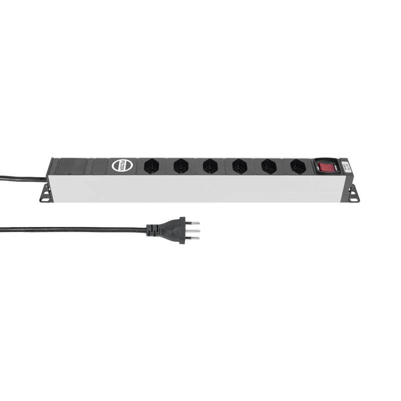 ALU MODULAR SILVER Multiprise 6xT13 3m avec filtre et interrupteur ar/nr