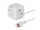 Presa multipla CUBE 8xT13 + 1xUSB-C PD 18W 1.5m con microfusibile integrato bi