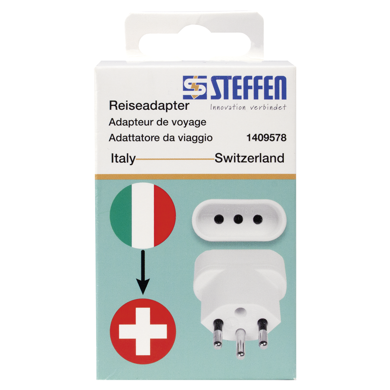 Reiseadapter Italien - Schweiz 3-polig max. 10A ws