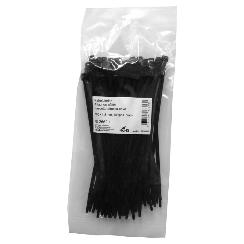 Fascette nera 190mm x 4.8mm