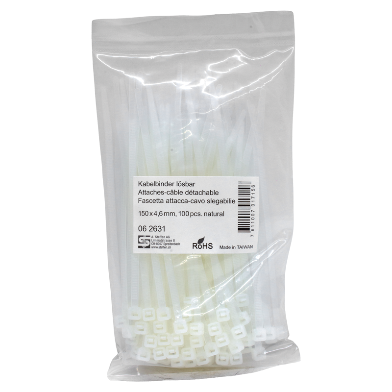 Fascette naturale 150mm x 4.6mm sganciabile