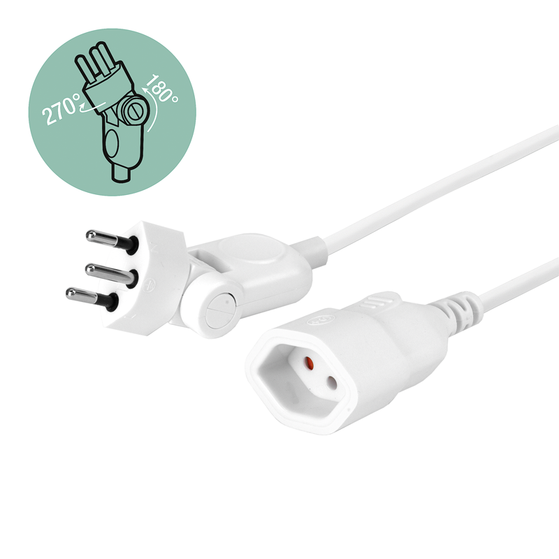 Rallonge électrique et fiche pliante Td 3G1.0mm² 1m T12-T13 IP20 bl