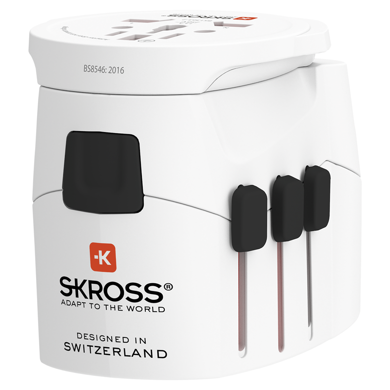 SKROSS Adapt. de voyage PRO Monde - Monde + 2xUSB-A 3 pôles max. 7A avec fusible