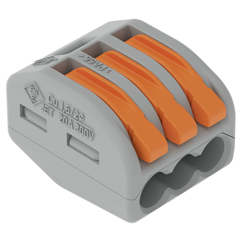 WAGO Borne à fiche CLASSIC 3x 0.08-4mm² avec levier de commande gr/or UE 5 pcs.