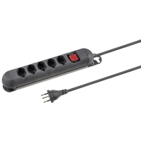 Steckdosenleiste STRONG 5xT13 3m mit Schalter und Haftmagnete sw