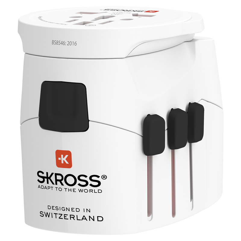 SKROSS Adapt. de voyage PRO Monde - Monde + 2xUSB-A 3 pôles max. 7A avec fusible