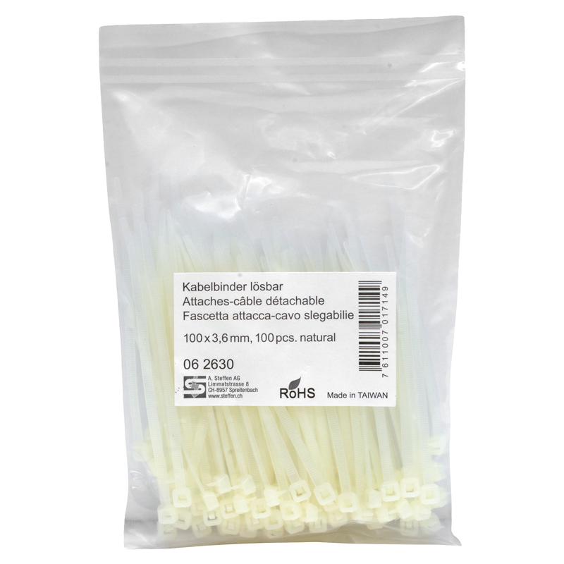 Fascette naturale 100mm x 3.6mm sganciabile