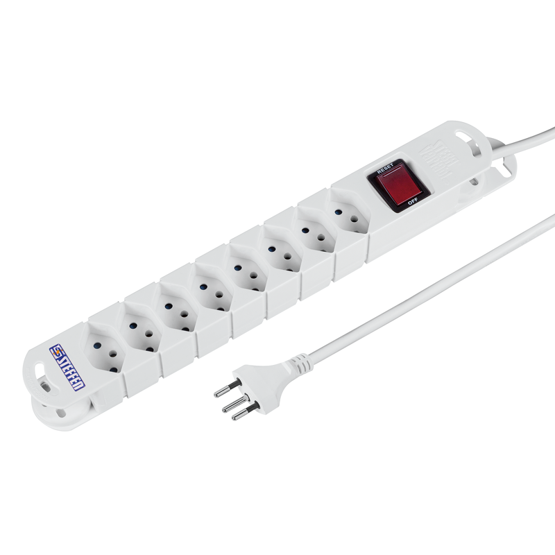 Steckdosenleiste TIDE  8xT13 3m mit Schalter und Haftmagnete ws