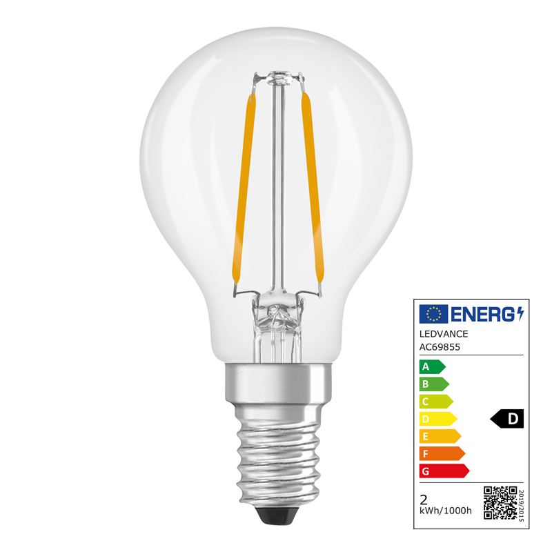 Osram LED Superstar Retrofit Cl. P Filament E14 240V 1.8W (25W) 250lm WW