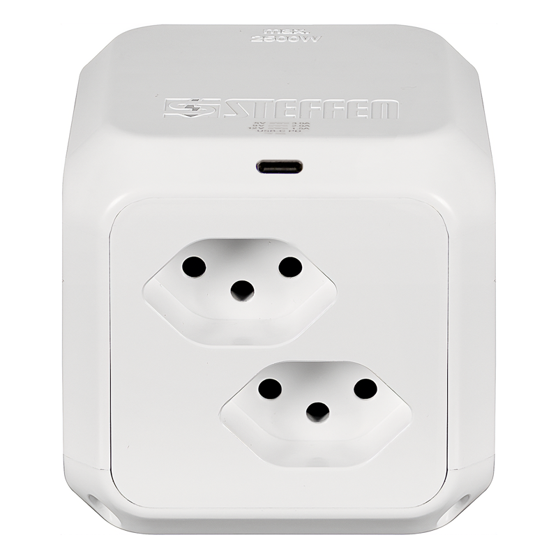 Multiprise CUBE 8xT13 + 1xUSB-C PD 18W 1.5m avec fusible fin intégré bl