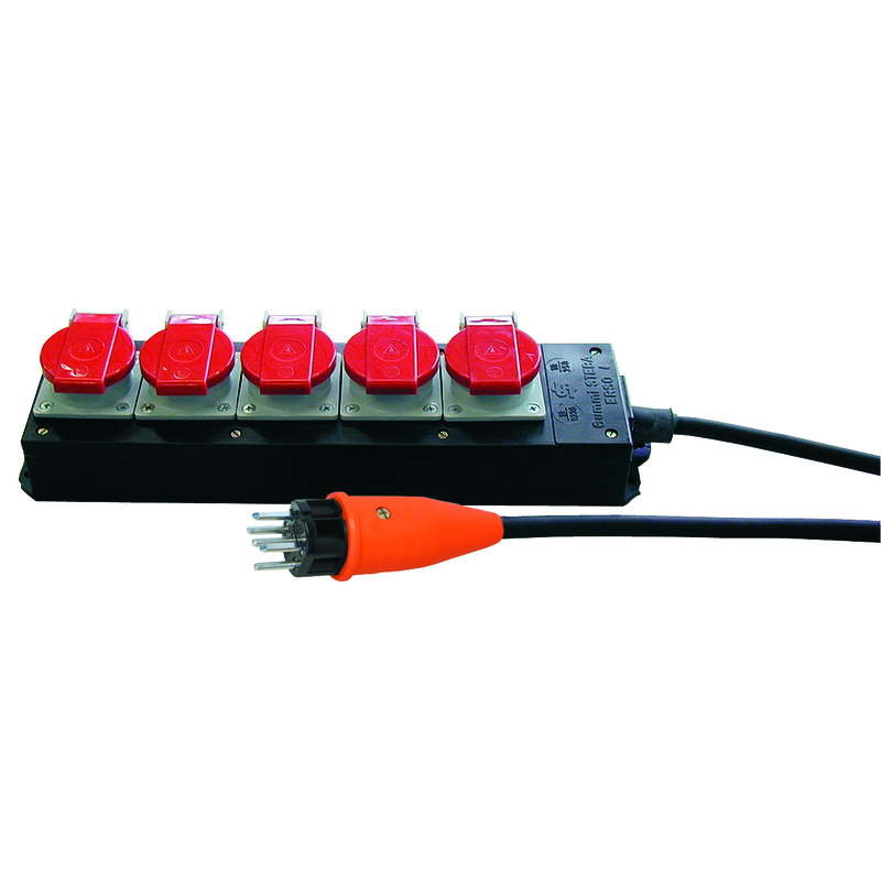 Steckdosenleiste GUMMI 5xT15 GdV 5x1.5mm2 3m IP21 sw/rt