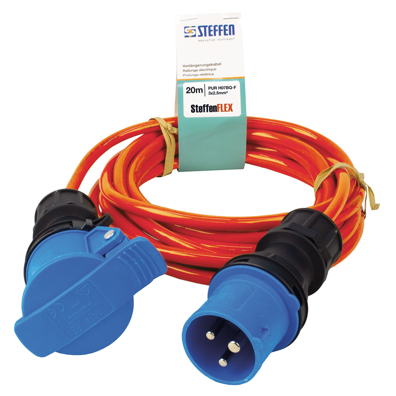 Rallonge électrique STEFFENFLEX EPR-PUR 3G2.5mm² 20m CEE16/5-CEE16/5 IP44 or