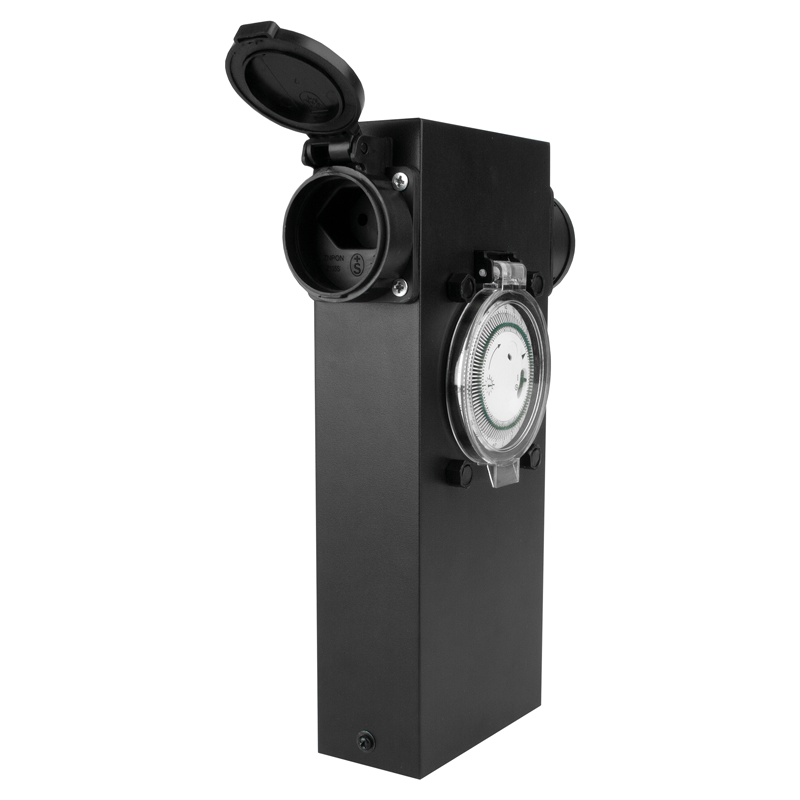 GardenLine Colonna con prese elettriche e timer 2xT13 IP55 con protezione da sov