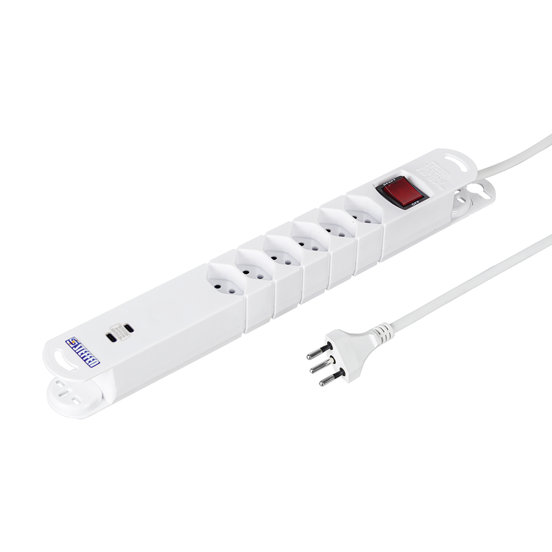 Presa multipla VARIABL 6xT13 + 2xUSB-C PD 18W 3m bi