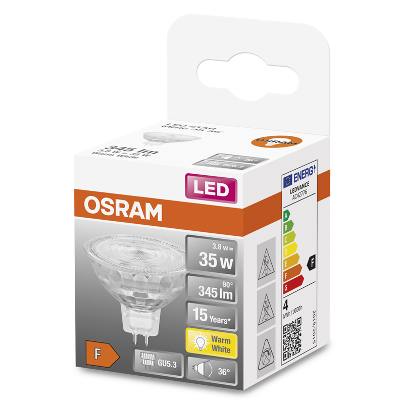 Osram LED Star MR16 GU5.3 12V 3.8W 345lm WW
