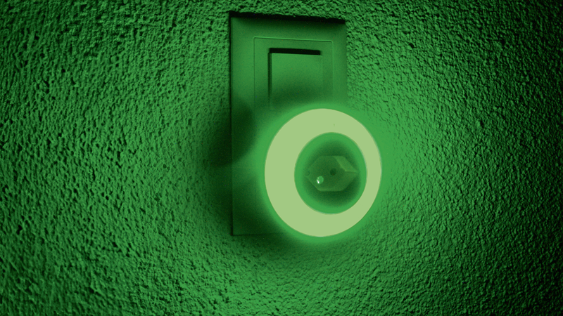 Veilleuse LED blanc/bleu/vert, avec prise T13