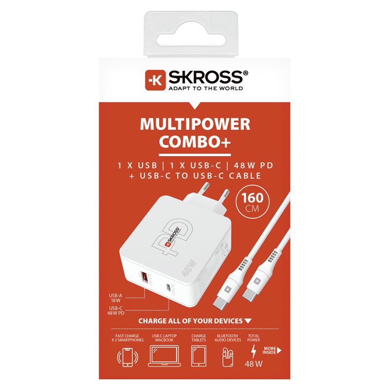 SKROSS Adapt. de charge 48W PD 1xUSB-A + 1xUSB-C max. 6.0A, bl