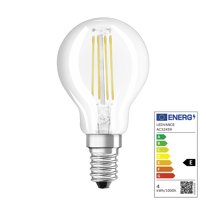 Osram LED Base Classic P Filament E14 240V 4W 470lm clair WW box de 5 pz.