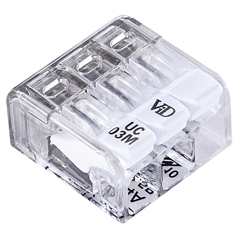 Borne à enficher mini avec levier jusqu'à 0.2-2.5mm2 3 pôles, 10 pcs.