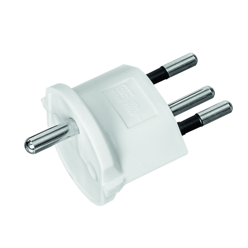 Adaptateur FIXE Allemagne CEE7/7 - Suisse T12 3 pôles bl UE 100 pcs.