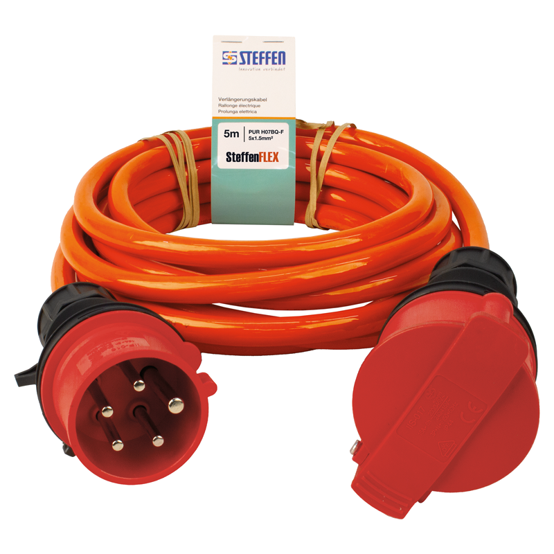 Rallonge électrique STEFFENFLEX EPR-PUR 5G1.5mm² 5m CEE16/5-CEE16/5 IP44 or
