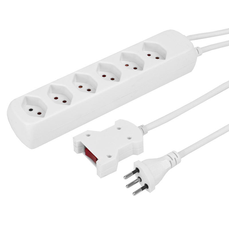 Steckdosenleiste POWER EASY weiss 6xT13 1.5m mit externer Reset-Kabelschalter 2m