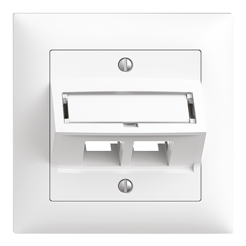 EDIZIOdue EASYNET Piastra di copertura 2xRJ45 con uscita angolata bi
