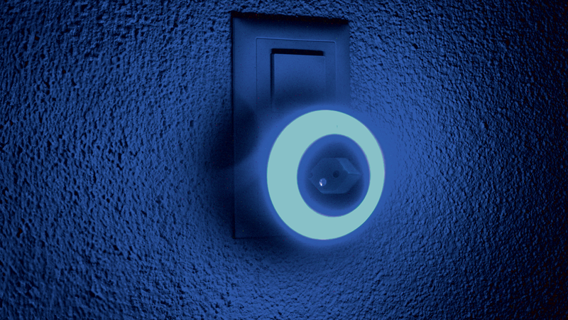 Veilleuse LED blanc/bleu/vert, avec prise T13