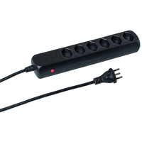 Steckdosenleiste POWER EASY 6xT13 1.5m mit Reset-Button sw