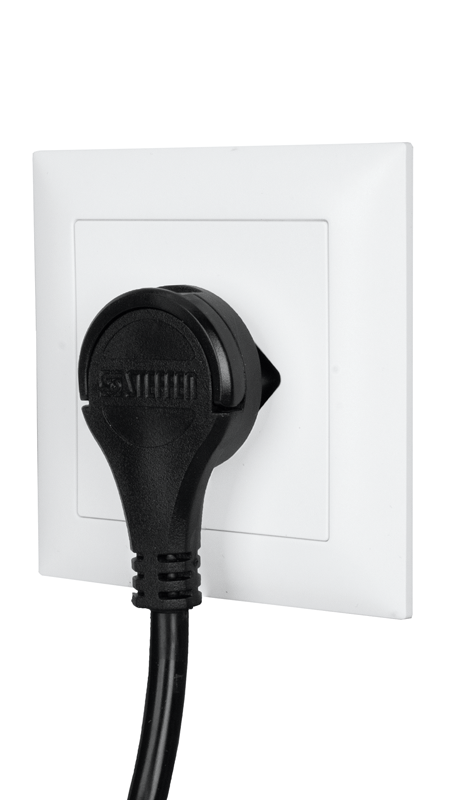 Rallonge électrique noir Td 3x1mm² 0.25m T12-T13 avec côté fiche coudée plate