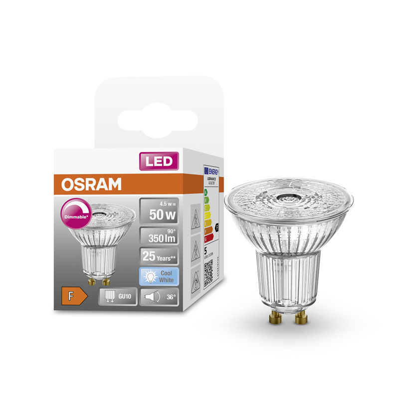 Osram LED Superstar PAR16 GU10 240V 4.5W 350lm CW