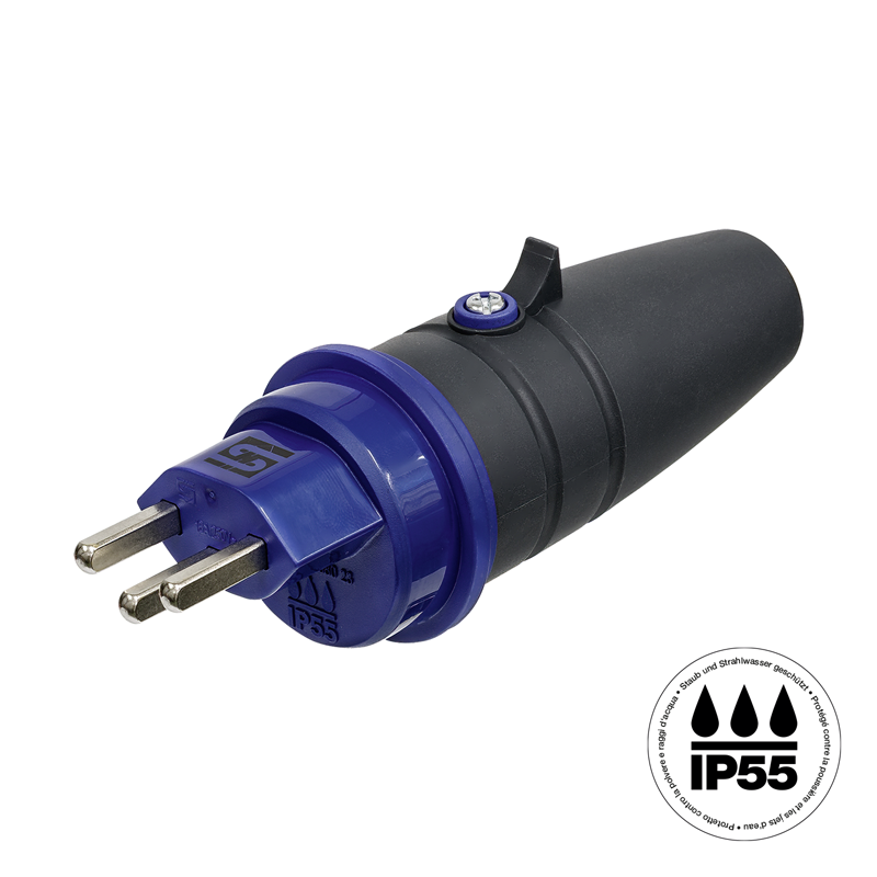 Stecker T23 IP55 anthrazitgrau/blau mit EAN