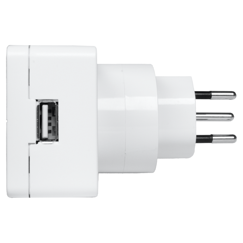 Reiseadapter World - Europa/Schweiz + 1xUSB-A 3-polig max. 10A mit Sicherung ws