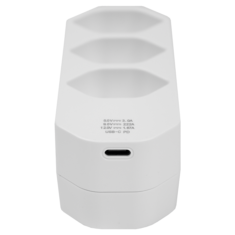 Mehrfachadapter MANTA 3xT13 + 1xUSB-C PD drehbar 320° ws