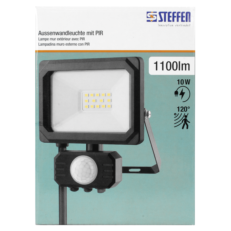 Lampadina muro esterno LED 10W con PIR 120° ne