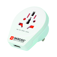 SKROSS Adattatore da viaggio Mondo - USA + USB-A 3 poli max. 15A bi