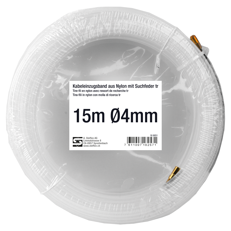 Tire-fil en nylon 15m Ø 4mm avec ressort de recherche tr