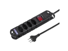 Steckdosenleiste TIDE  4xT13 3m mit Schalter und Haftmagnete sw