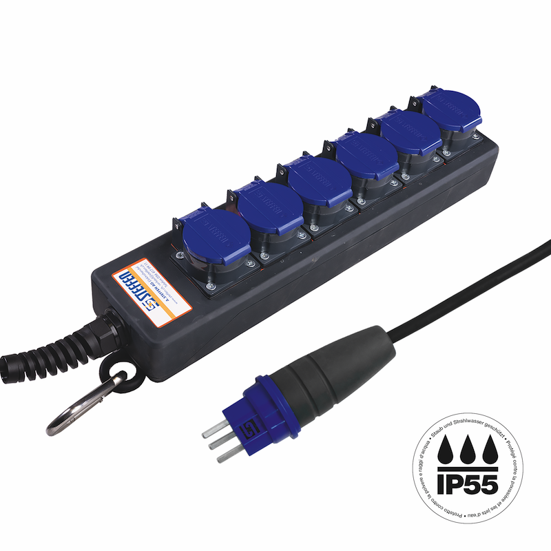 Presa multipla PROFESSIONAL 6xT23 GdV 3x2.5mm2 5m IP55 nr/bl