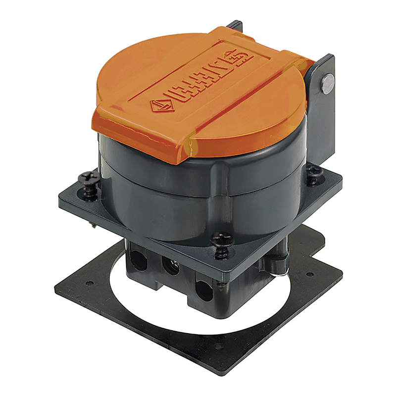 Prise à encastrer 1xT15 (10A/400V) IP55 anthracite couvercle orange